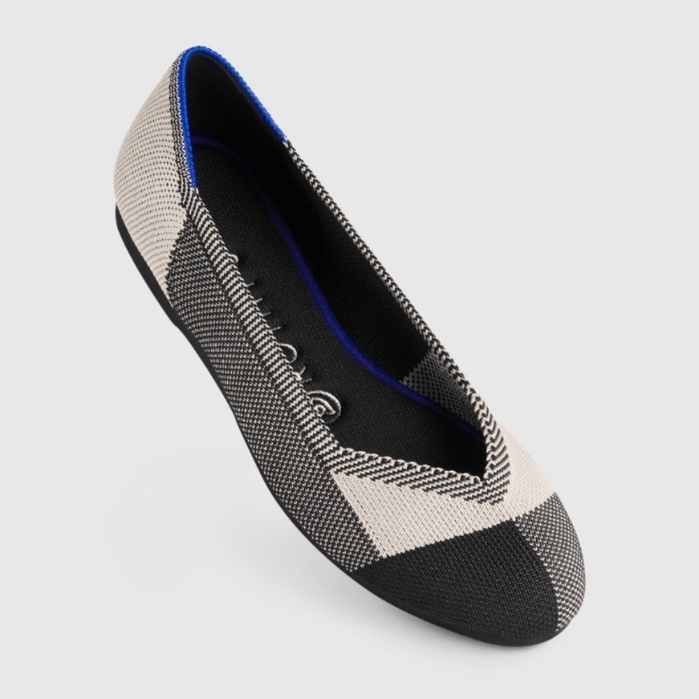 Rothy's Women's The Captoe Flat, Black / White Colorblock (Sz 8)